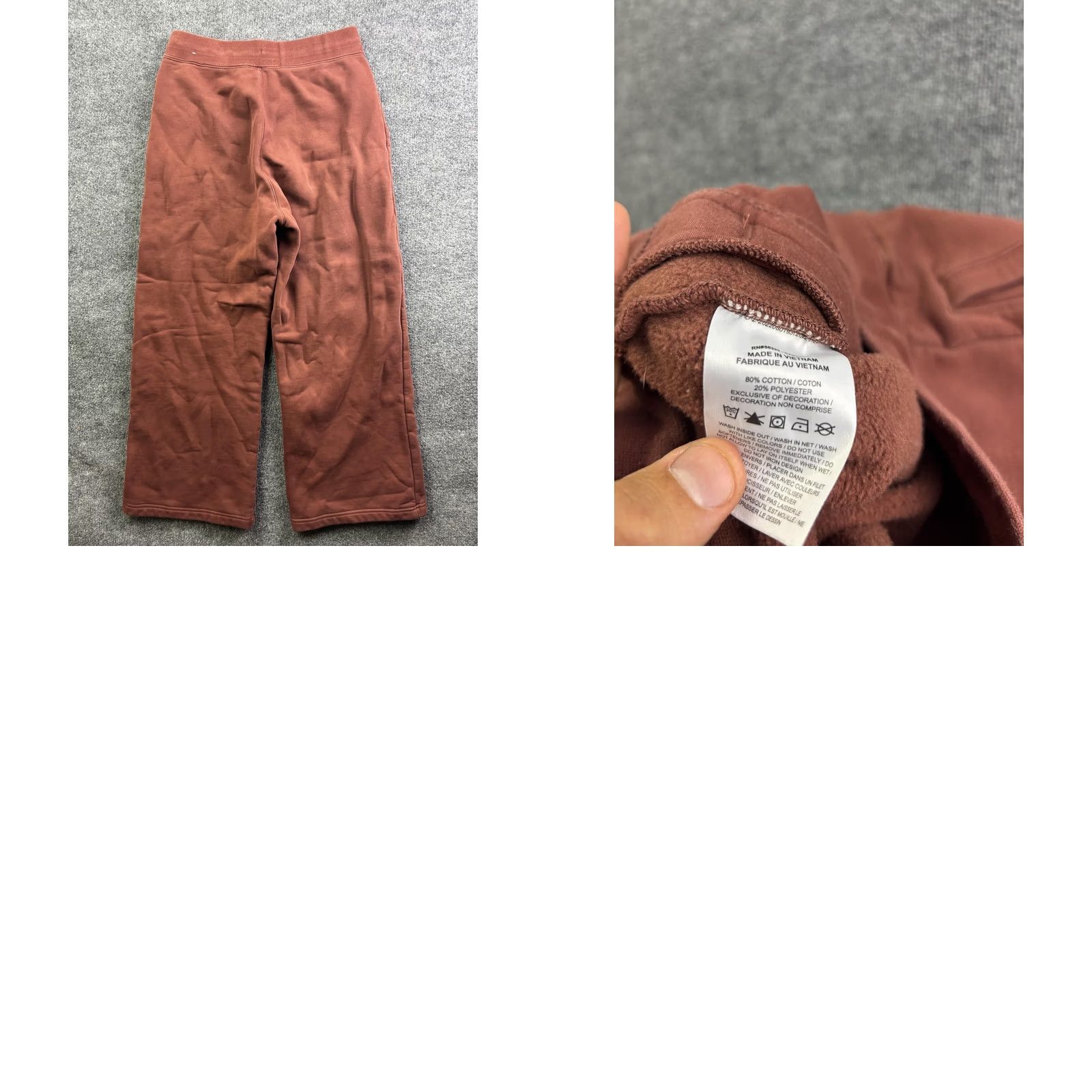 Jordan Brand Jordan Womens Sweatpants M Brown Fleece Wide-Leg Pockets Drawstring Casual Activewear 80/20 Cotton-Polyester Winter Size 32" / US 10 / IT 46 - 8 Thumbnail