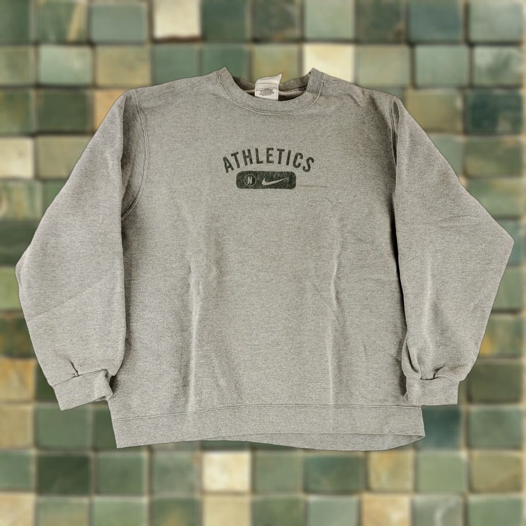 Nike VINTAGE Nike Sweatshirt Center Swoosh Gray Mens XL 90s Made USA Athletics Pullover Size US XL / EU 56 / 4 - 1 Thumbnail