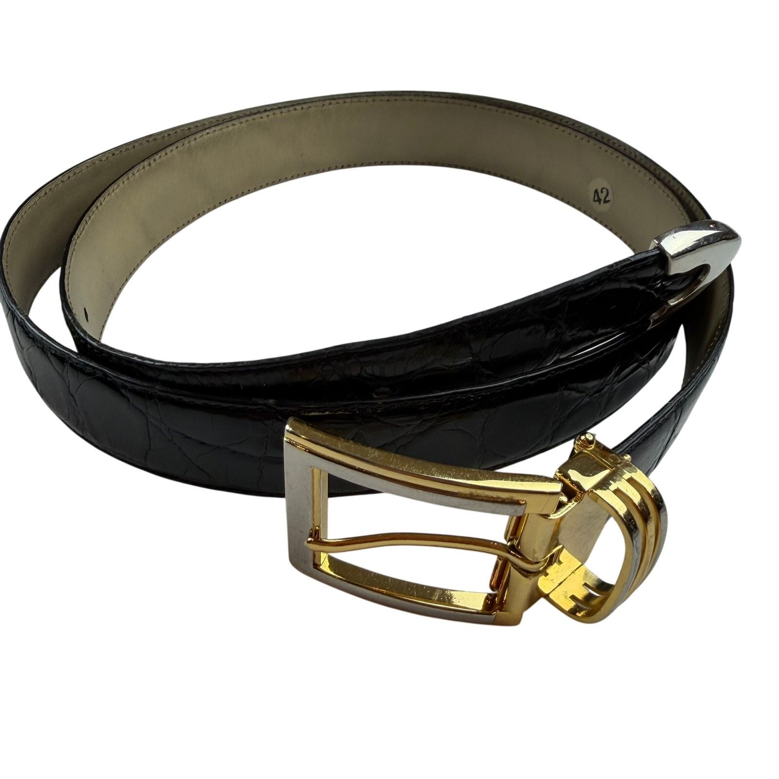 Other Avanti Black Croc Embossed Leather Belt Size 42 Size 42 - 1 Thumbnail