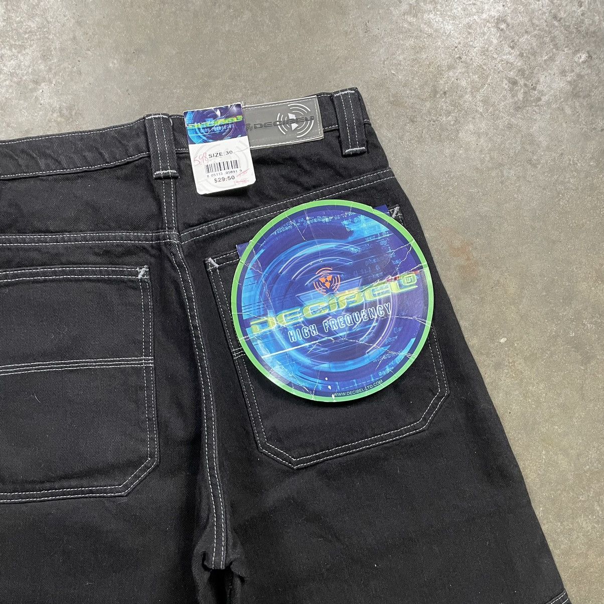 JNCO Vintage 90s Decibel Black Baggy Grunge Skater Jorts Size US 30 / EU 46 - 2 Thumbnail