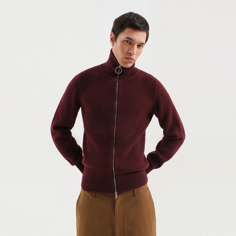 1989 Studio Burgundy Zip Turtleneck Sweater