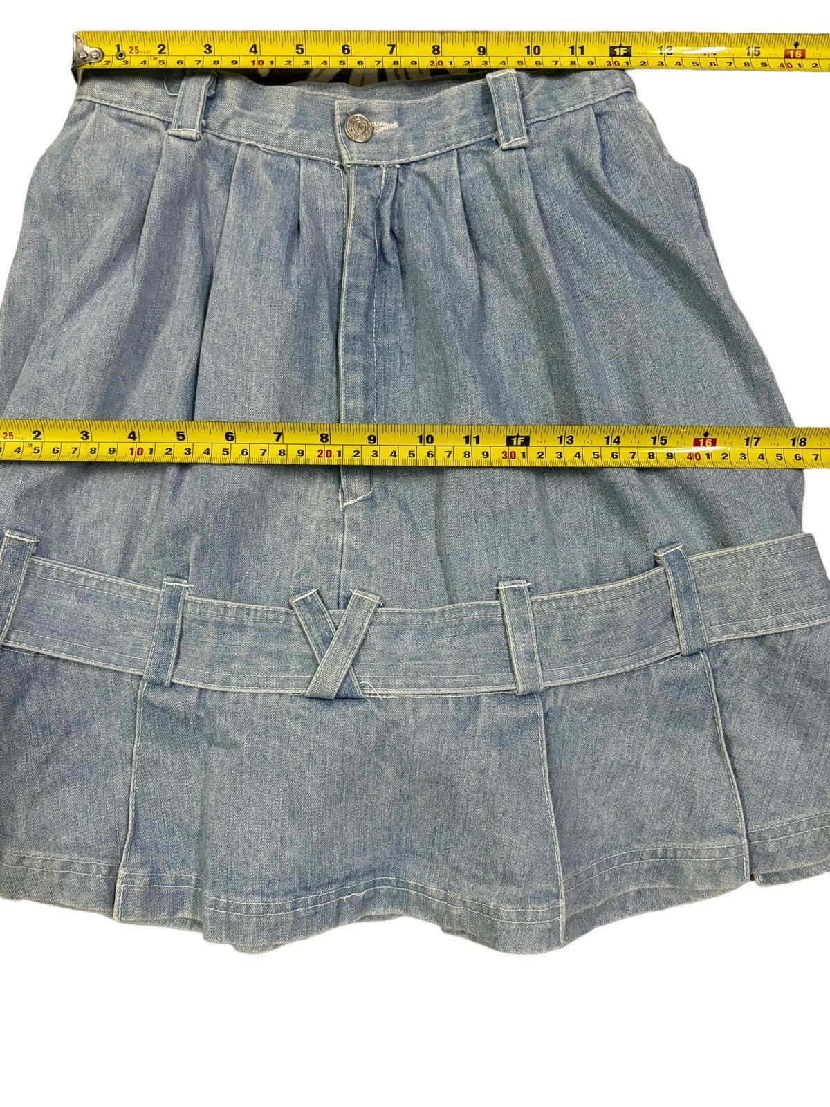 Hysteric Glamour Vintage Japanese Brand Wash Flare Pleated Denim Mini Skirt Size 24" / US 00 / IT 34 - 12 Thumbnail