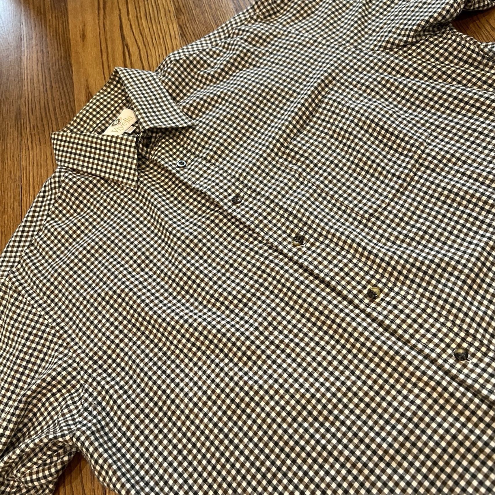 Vintage Viyella Shirt Mens Large 16.5 Plaid Button-Down Long Sleeve Cotton Wool Flannel Brown Check Vintage Outdoor Size US L / EU 52-54 / 3 - 5 Thumbnail