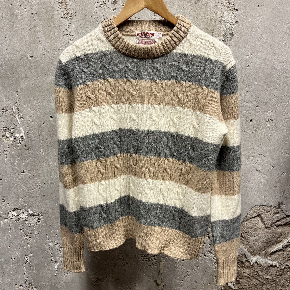 McGregor × Vintage McGregor Vintage 80s 100% Shetland Wool Cable Knit Sweater L Size US L / EU 52-54 / 3 - 1 Thumbnail