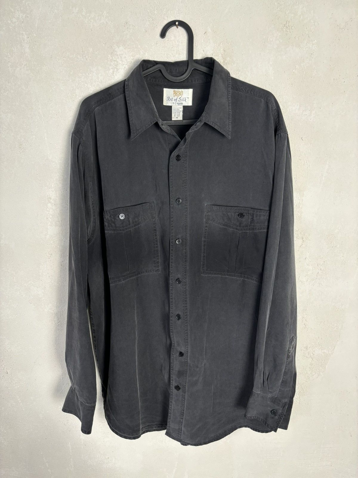SikSilk × Vintage Vintage Art of Silk Avantgarde Black Chest Pockets Shirt Size US M / EU 48-50 / 2 - 3 Thumbnail