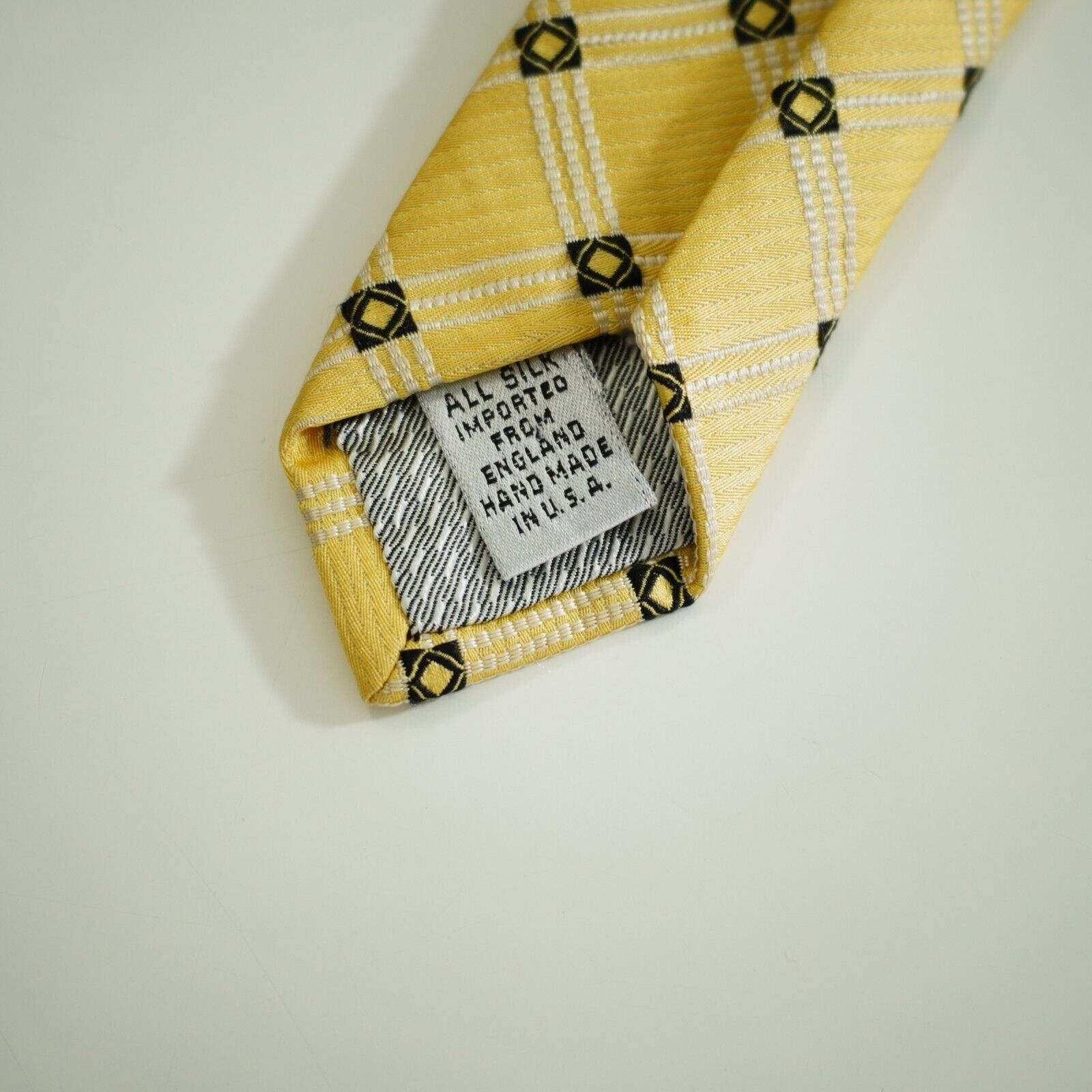 XMI Platinum XMI Couture Yellow Woven Geometric Wide USA Silk Tie Size ONE SIZE - 4 Thumbnail