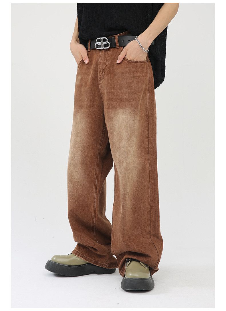 Vintage Retro brown loose straight leg casual wide-leg washed jeans Size US 32 / EU 48 - 4 Thumbnail