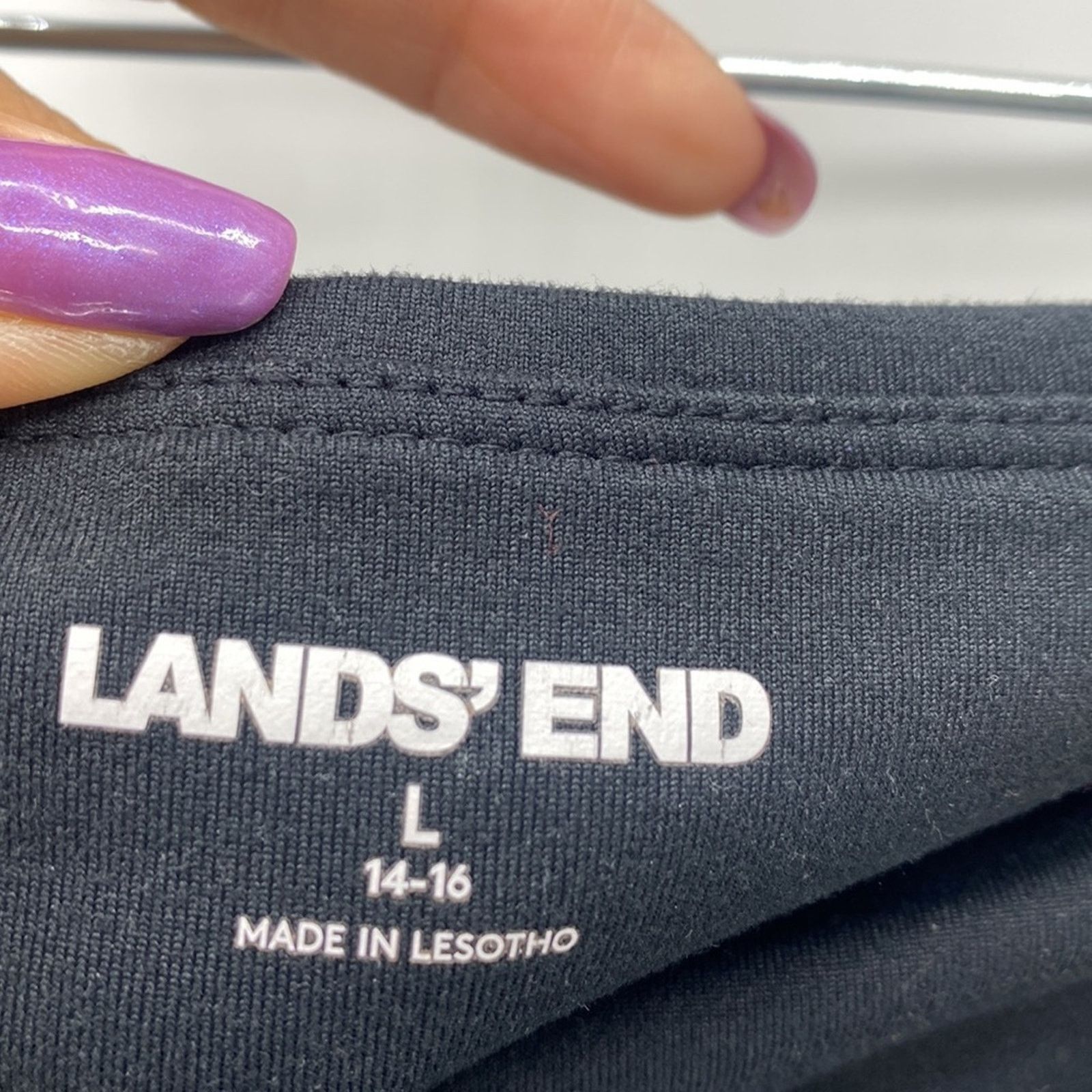 Lands' End Lands End black wide leg leggings pockets comfy everyday Size 31" - 4 Thumbnail