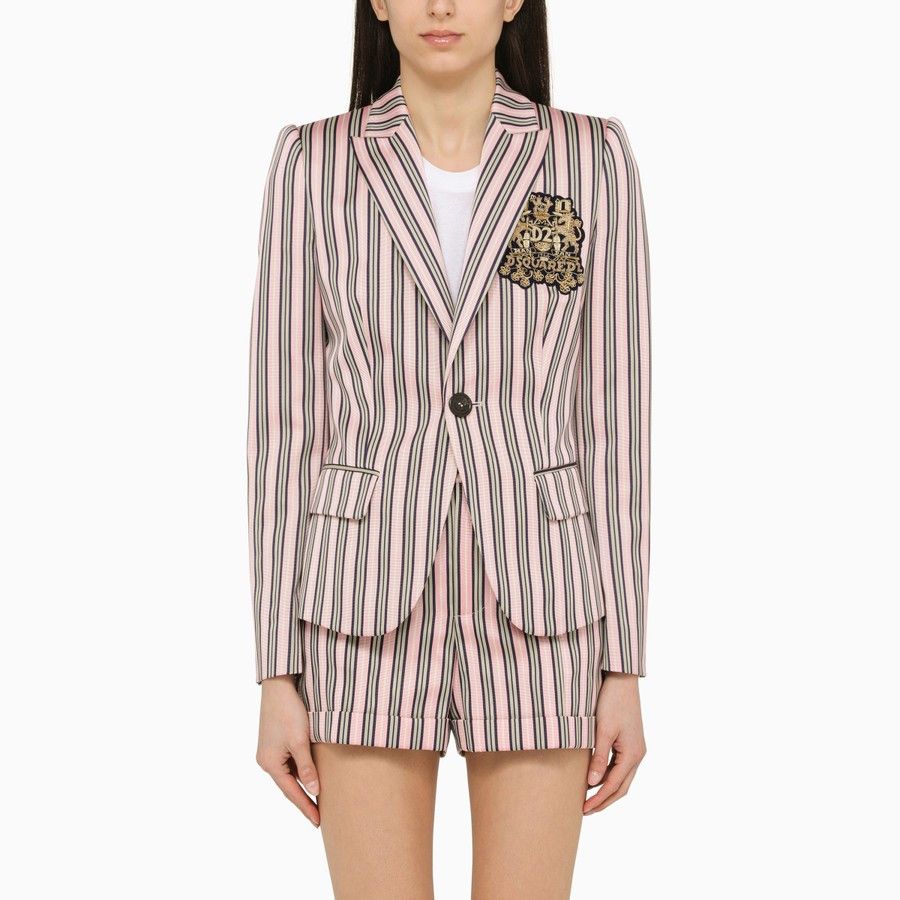 Dsquared2 o1d2blof0824 Striped Single-breasted Cotton Jacket Multicolo Size M / US 6-8 / IT 42-44 - 1 Thumbnail