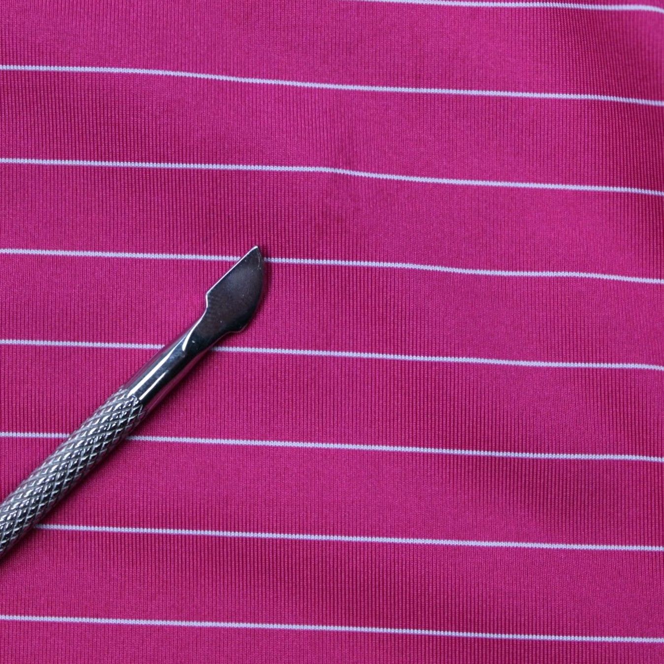 Footjoy FootJoy Polo Shirt Mens Large Pink/White Striped Polyester Stretch S/S Golf Size US L / EU 52-54 / 3 - 5 Thumbnail
