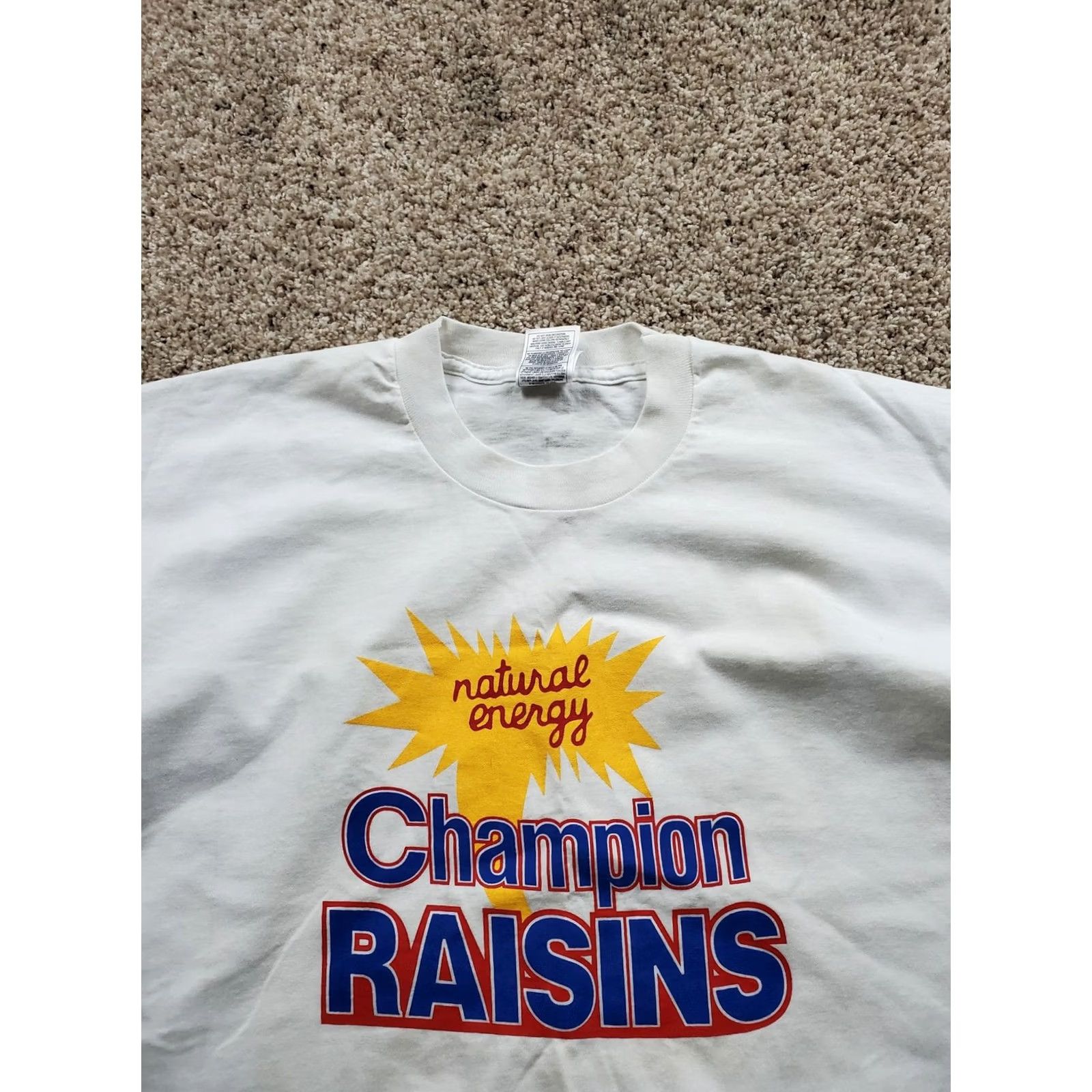Fruit Of The Loom VINTAGE Champion Raisins Shirt Mens XL White Fruit of the Loom Graphic Promo 90s Size US XL / EU 56 / 4 - 6 Thumbnail