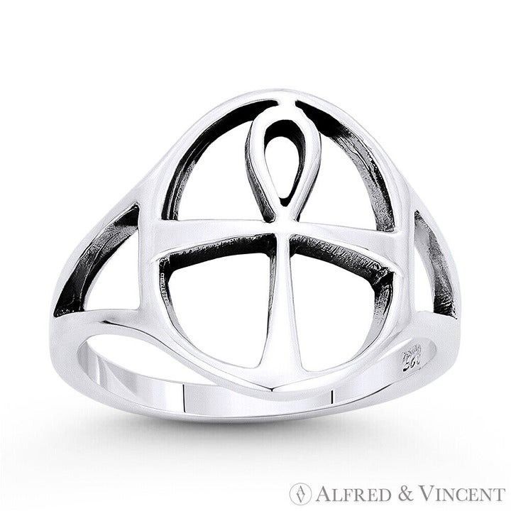 Other Egyptian Ankh Cross Charm Ring in .925 Sterling Silver Size ONE SIZE - 1 Preview