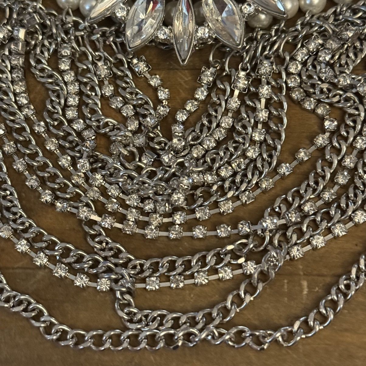 Other RSVP silver tone pearls and rhinestones statement necklace Size ONE SIZE - 4 Thumbnail