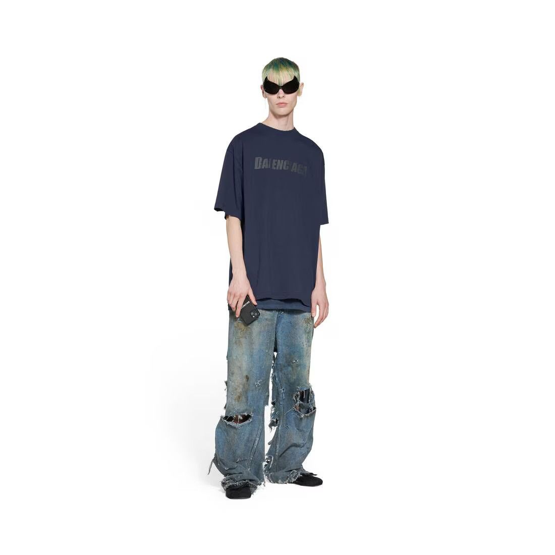 Balenciaga o1mt1gz0824 Caps T-Shirt Boxy Fit in Navy Size US XXS / EU 40 - 6 Thumbnail