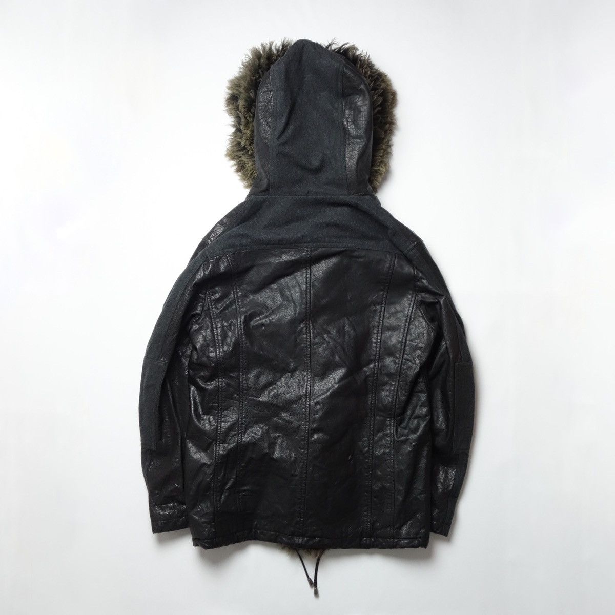 Emporio Armani FW2008 EMPORIO ARMANI Buffalo Fur Leather × Wool Long Jacket Size US M / EU 48-50 / 2 - 2 Thumbnail