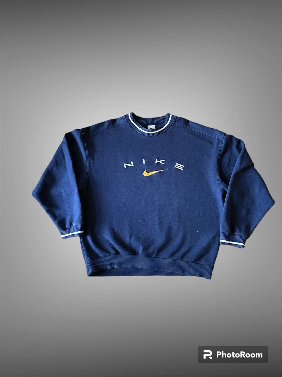 Image of Nike Vintage Sweatshirt Spellout Central Logo 90's in Navy, Men's (Size XL)