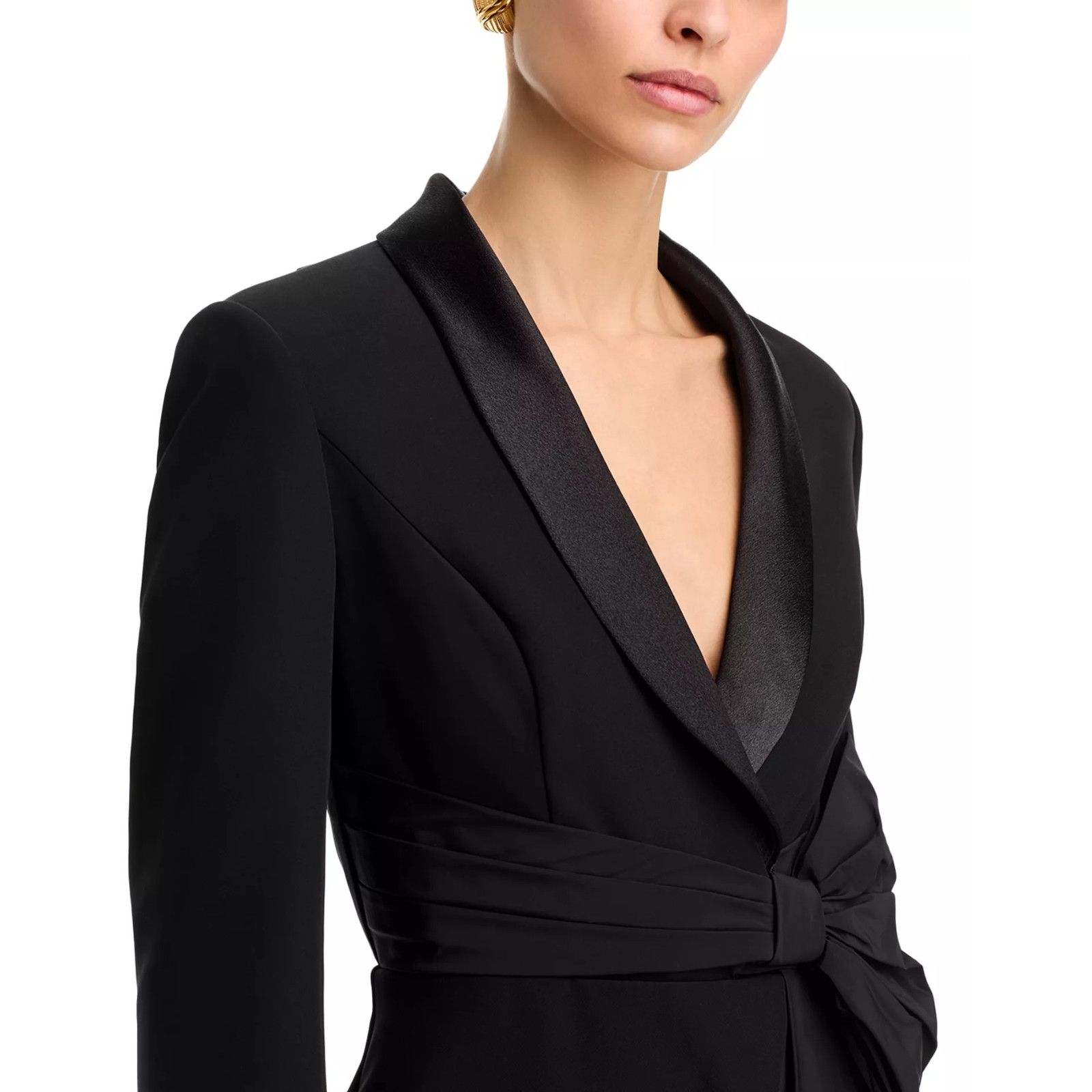 Other Aidan Mattox Women's Black Bow Trim Jumpsuit Size 12 Size 34" / US 12 / IT 48 - 2 Thumbnail