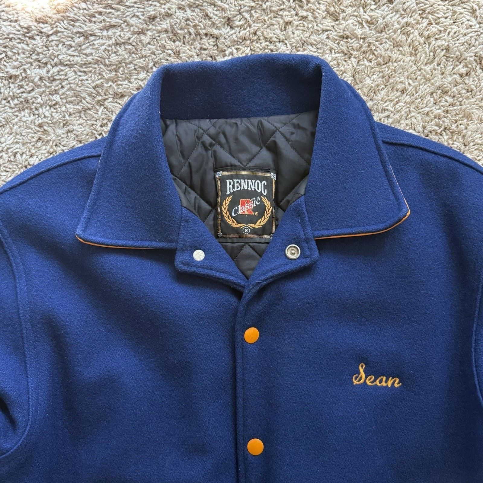 Rennoc × Vintage Vintage Rennoc Blue Yellow Wool Varsity Jacket Wrestling Size US S / EU 44-46 / 1 - 6 Thumbnail