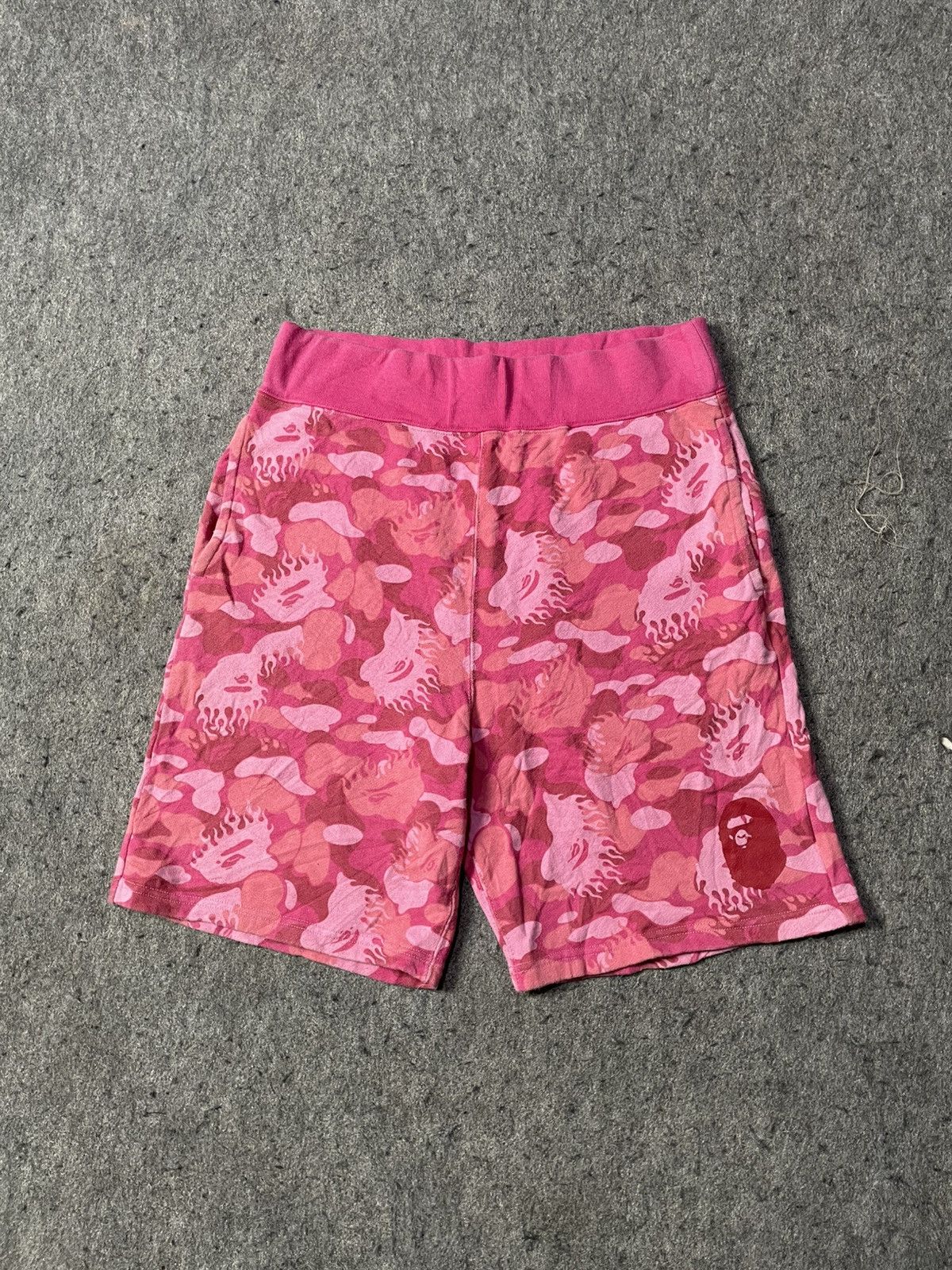 Bape Sold ❌❌❌BAPE Fire Camo Pink Sweat Shorts Flame A Bathing Ape Size US 32 / EU 48 - 1 Thumbnail