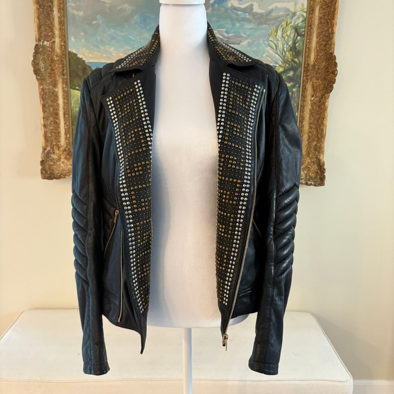 Versace Versace H&M Black Studded Biker Moto Jacket Women’s Medium Size M / US 6-8 / IT 42-44 - 12 Thumbnail