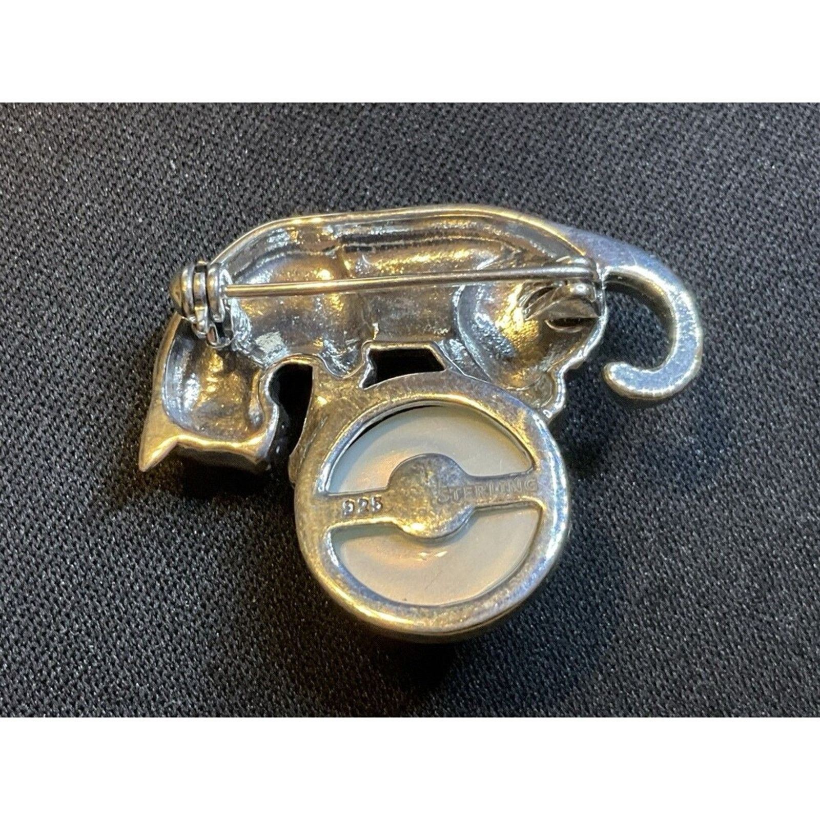 Other 925 Sterling Lidia Freewen Cat On A Faux Pearl Brooch 12g Size ONE SIZE - 5 Thumbnail