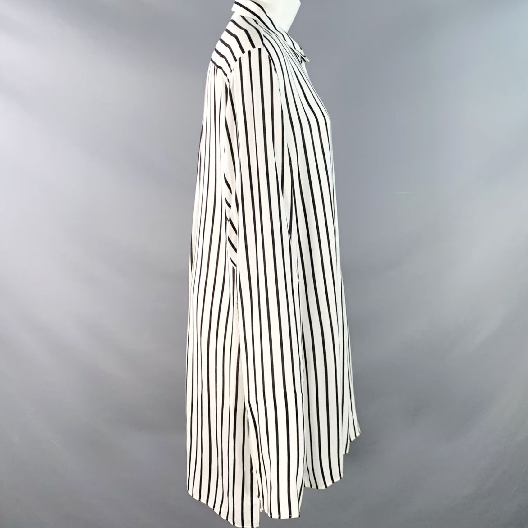 McQ Alexander McQueen MCQ by ALEXANDER MCQUEEN Viscose Stripe Tunic Shirt Size L Black White 2016 Size L / US 10 / IT 46 - 3 Thumbnail