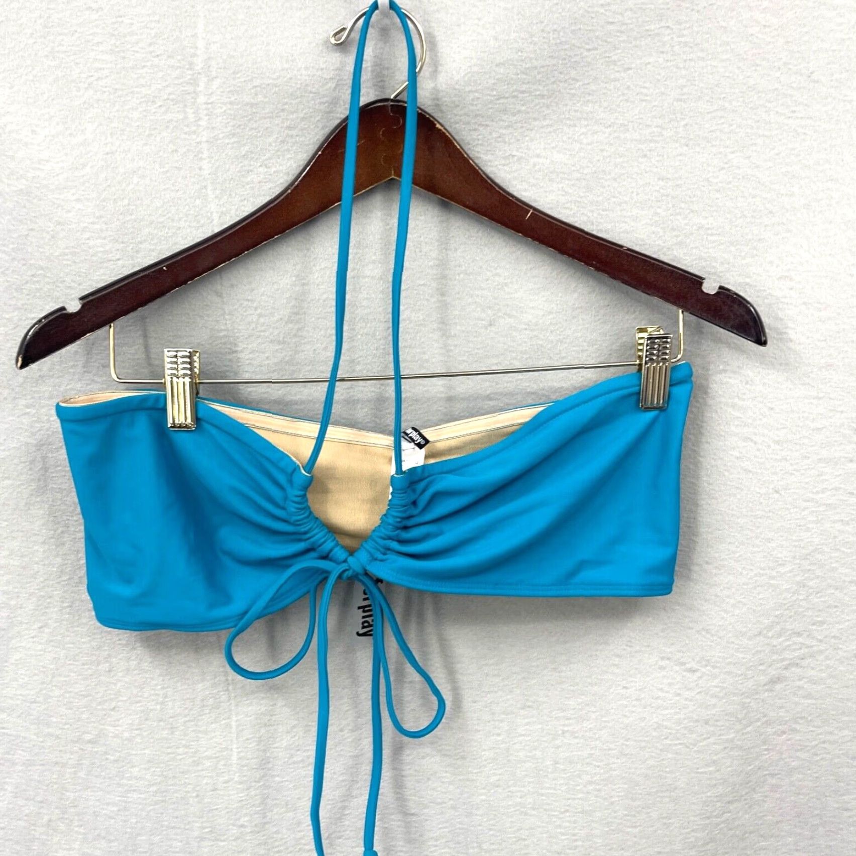 Vintage Forplay Bikini Top Women L Halter Blue Teal Adjustable Strappy 2-4 2pc Swimsuit Top boho Y2K Patriotic Beach Mens Womens Size L / US 10 / IT 46 - 2 Thumbnail