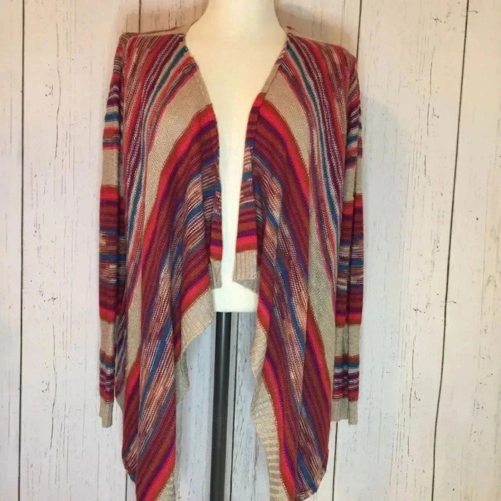 Other ALYA striped open waterfall boho cardigan size small Size S / US 4 / IT 40 - 1 Thumbnail
