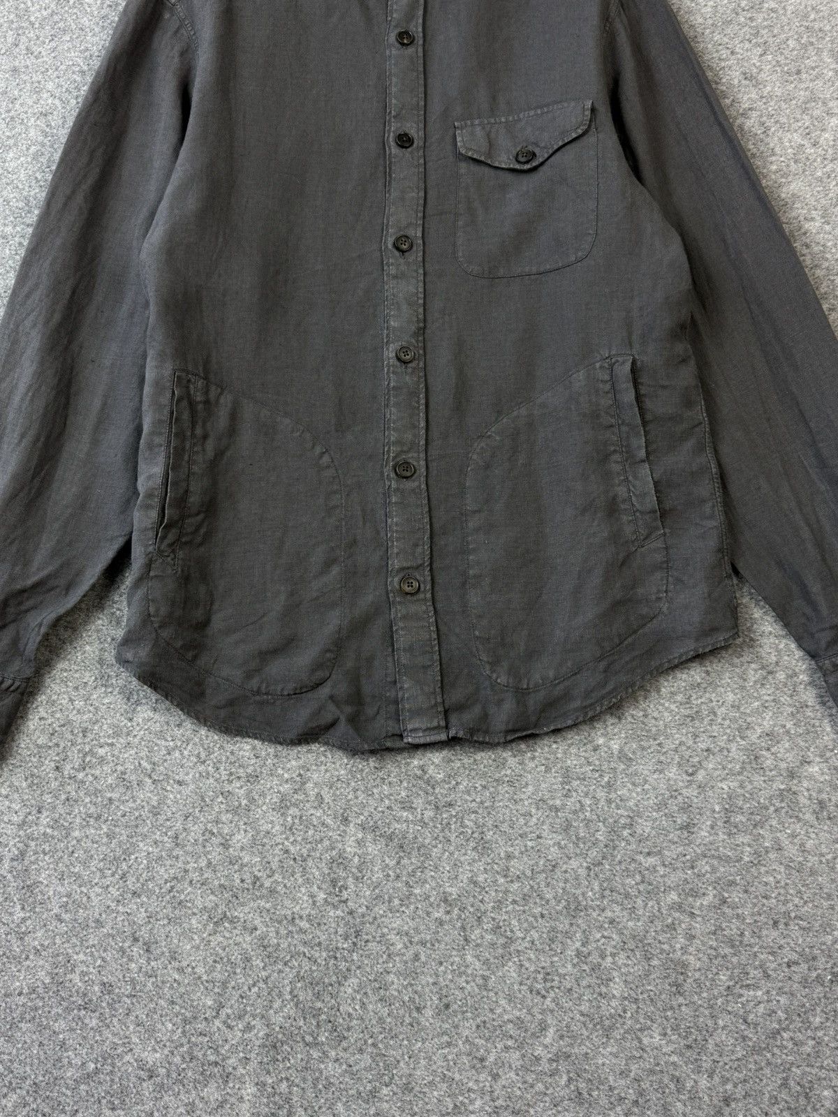 Z Zegna Z Zegna Gray Linen Overshirt Size US L / EU 52-54 / 3 - 5 Thumbnail