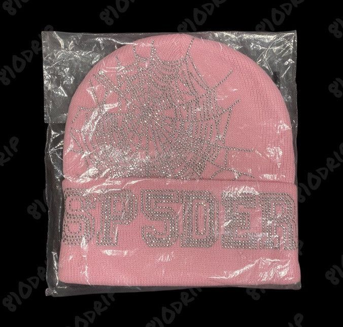 Sp5der Sp5der Rhinestone Web Beanie - Pink Size ONE SIZE - 3 Thumbnail