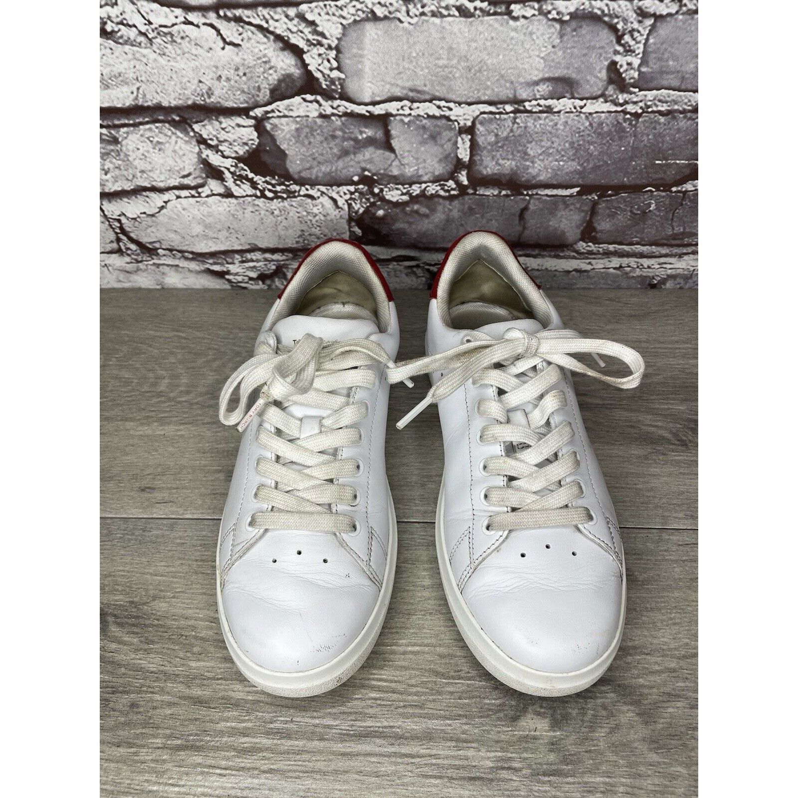 Tory Burch TORY BURCH Howell Court White Leather Red Sneakers Shoes Wom Size US 6.5 / IT 36.5 - 14 Thumbnail
