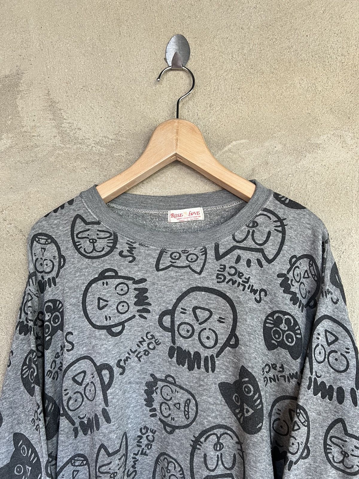 Vintage Vintage Smiling Face Overprint Sweatshirt Size M / US 6-8 / IT 42-44 - 3 Thumbnail