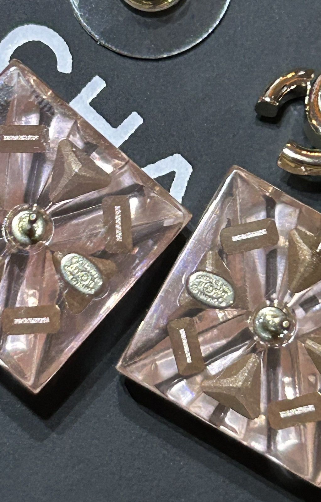 Chanel Chanel Resin Square Logo Earrings Size ONE SIZE - 14 Thumbnail
