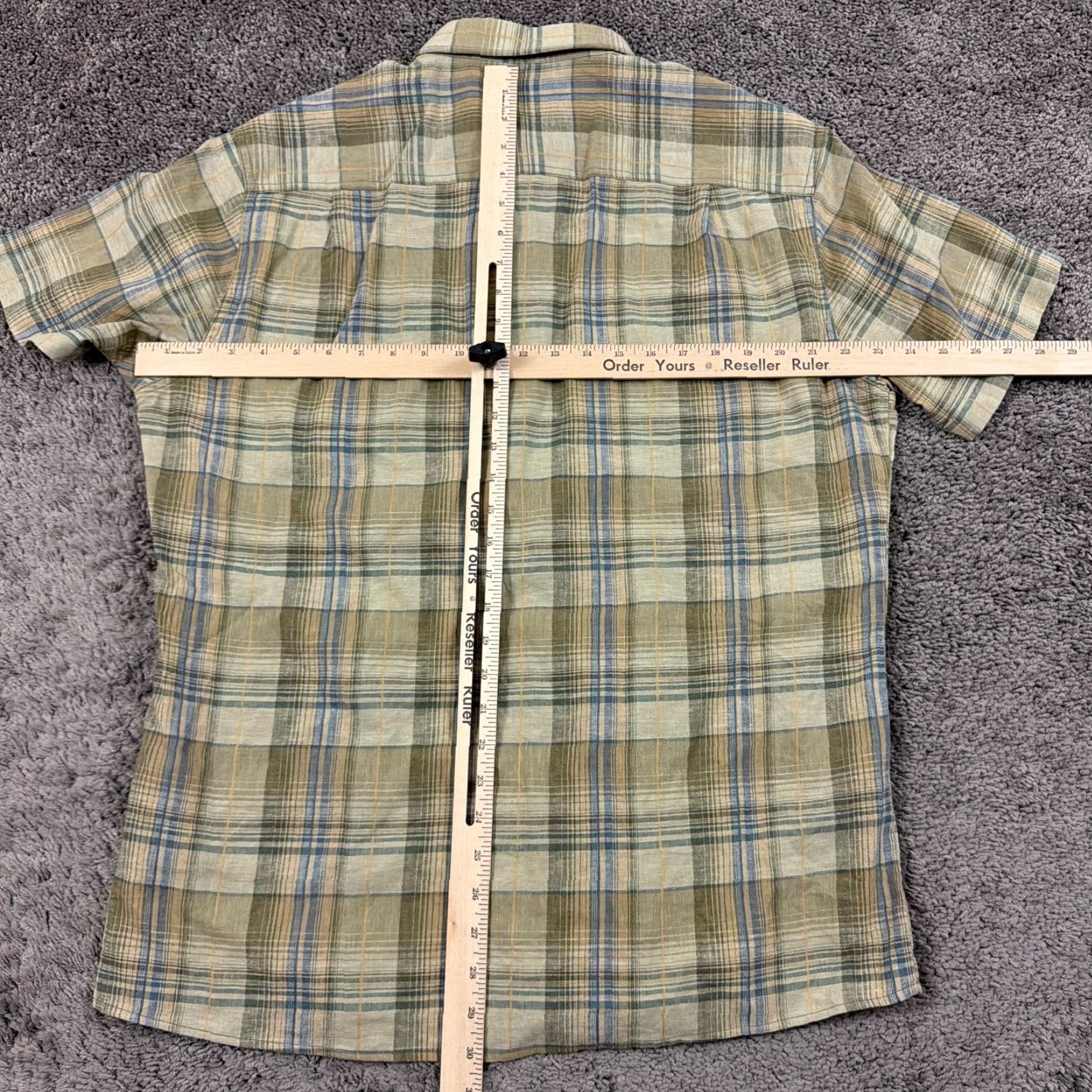Vintage Kuhl Shirt Mens L Green Plaid Short Sleeve Button Up Linen Cotton Breathable Logo Size US L / EU 52-54 / 3 - 6 Thumbnail