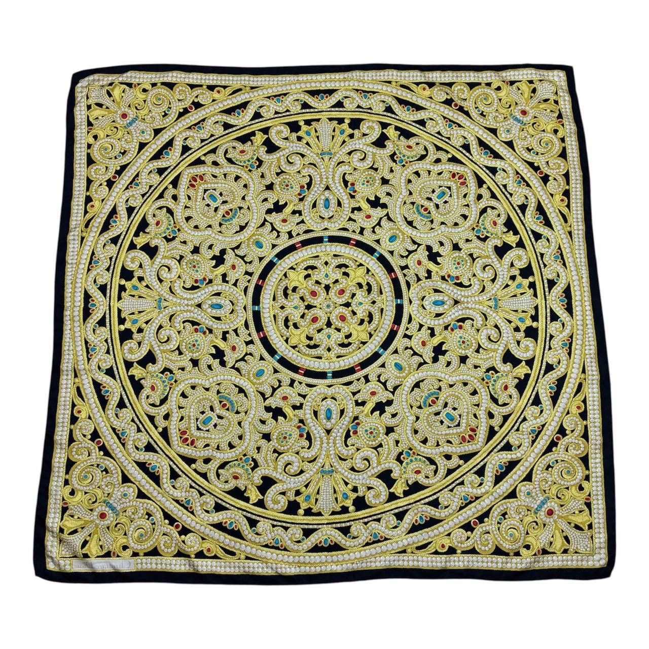 Christian Dior Monsieur Vintage Christian Dior Silk Scarf Babushka Gold Motif Size ONE SIZE - 2 Thumbnail