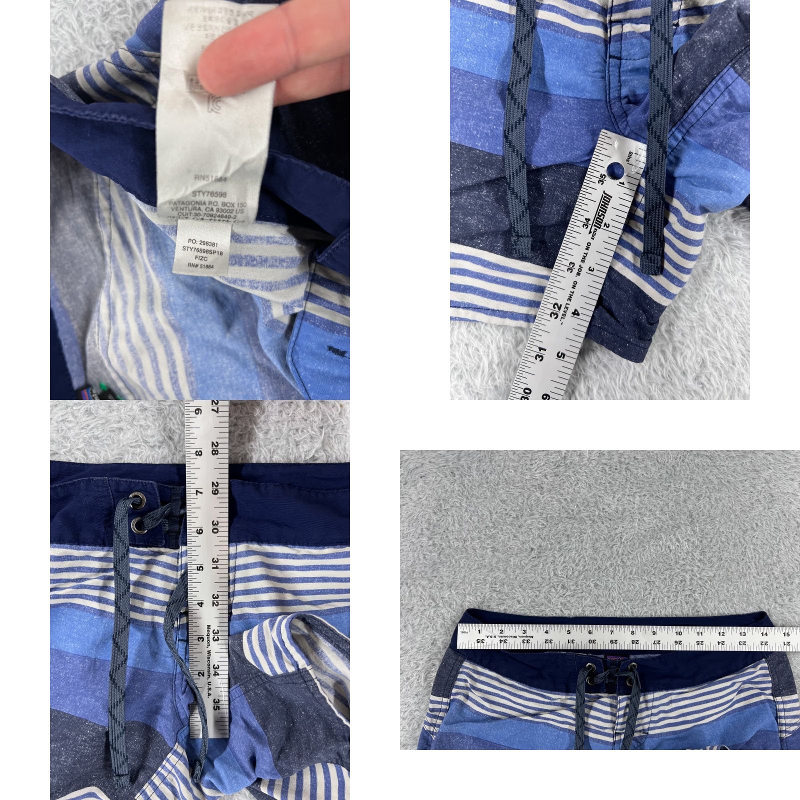 Patagonia Patagonia Womens Trunks Swim Bottoms 2 Blue Stripe 5" Boardshorts Wavefarer Pockets Nylon XS? Size ONE SIZE - 8 Thumbnail