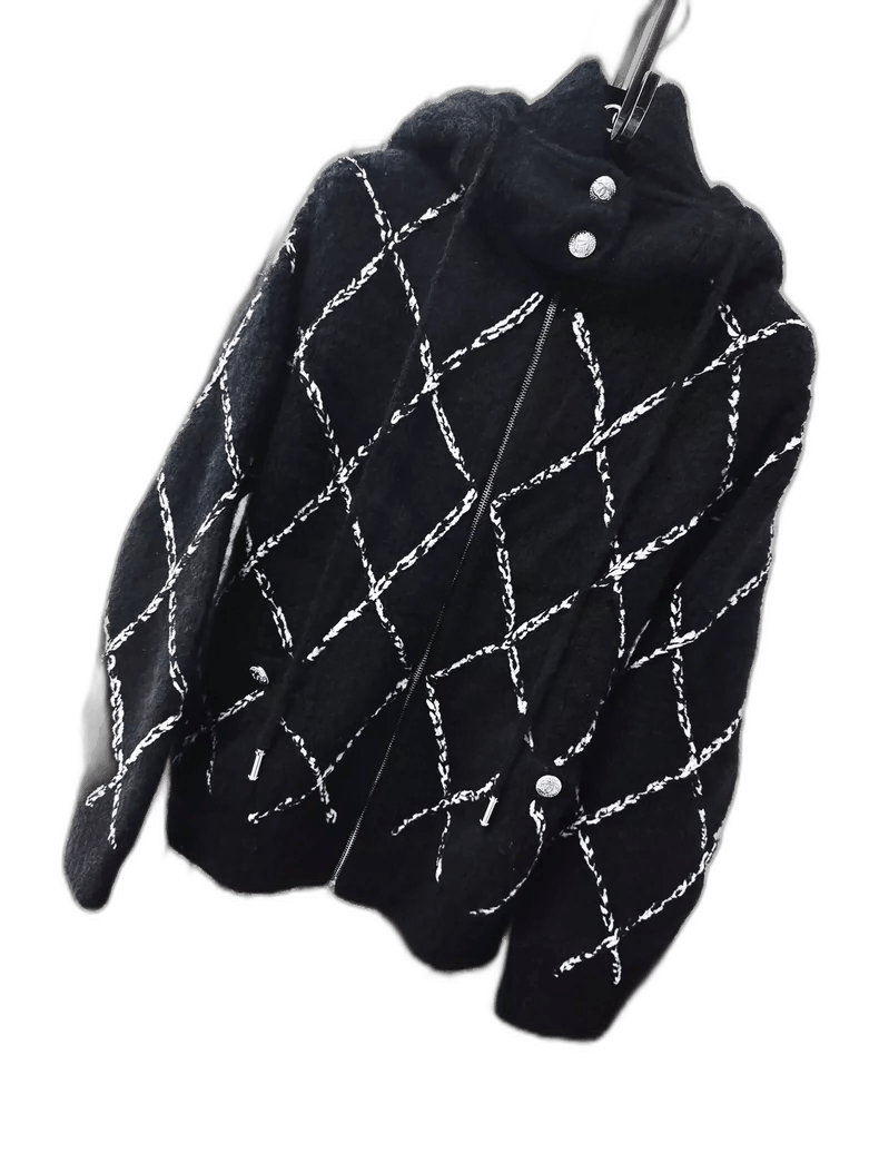Chanel Chanel Black Quilted Knit Hoodie Cardigan Size M / US 6-8 / IT 42-44 - 1 Thumbnail