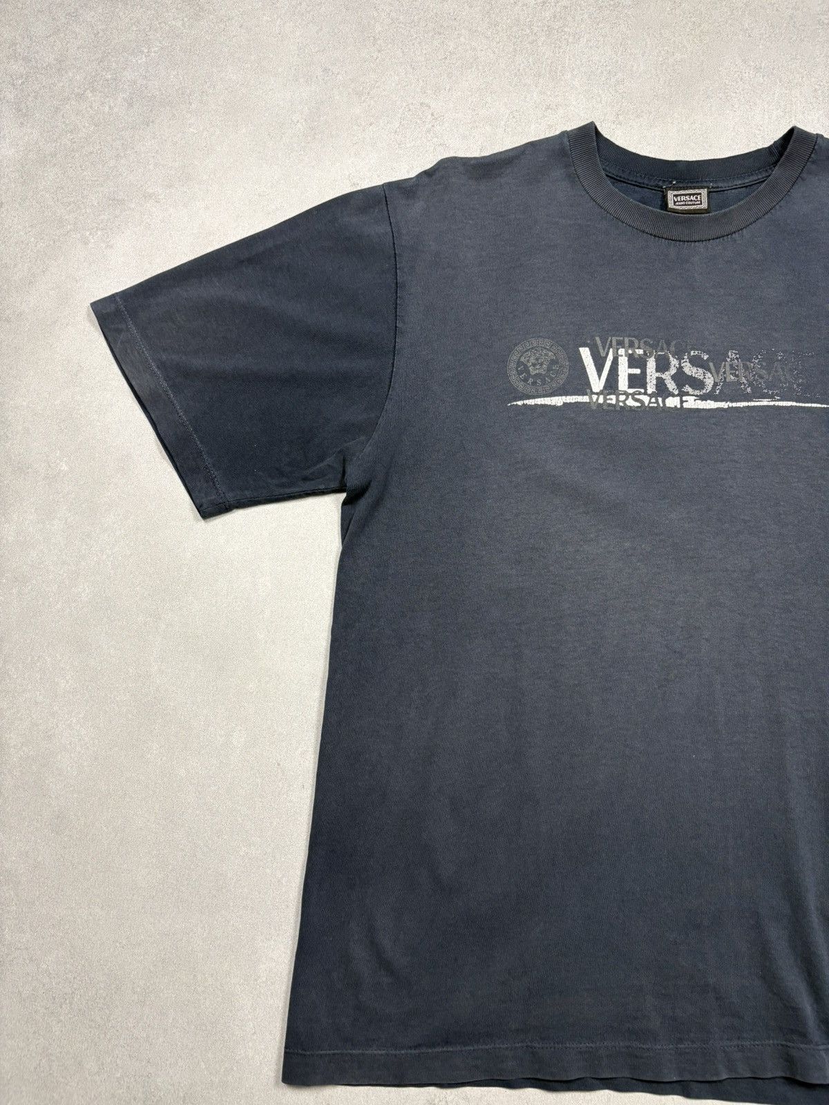 Versace Vintage Burnt Versace Jeans Couture Distressed Logo T-Shirt Size US XL / EU 56 / 4 - 3 Thumbnail