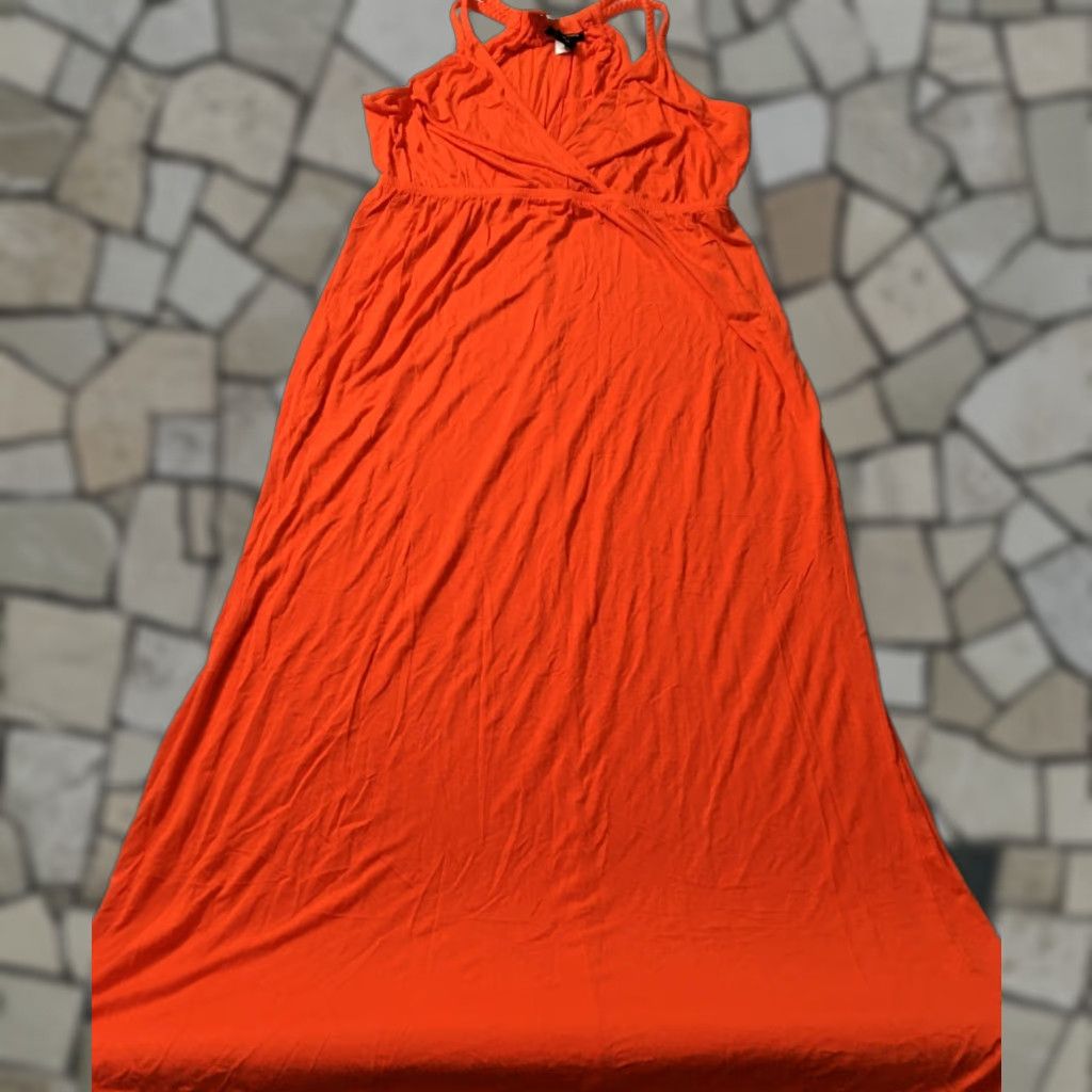 Vintage Lane Bryant Dress Womens 14/16 ORANGE Sleeveless Cotton Maxi Casual Size XL / US 12-14 / IT 48-50 - 1 Thumbnail