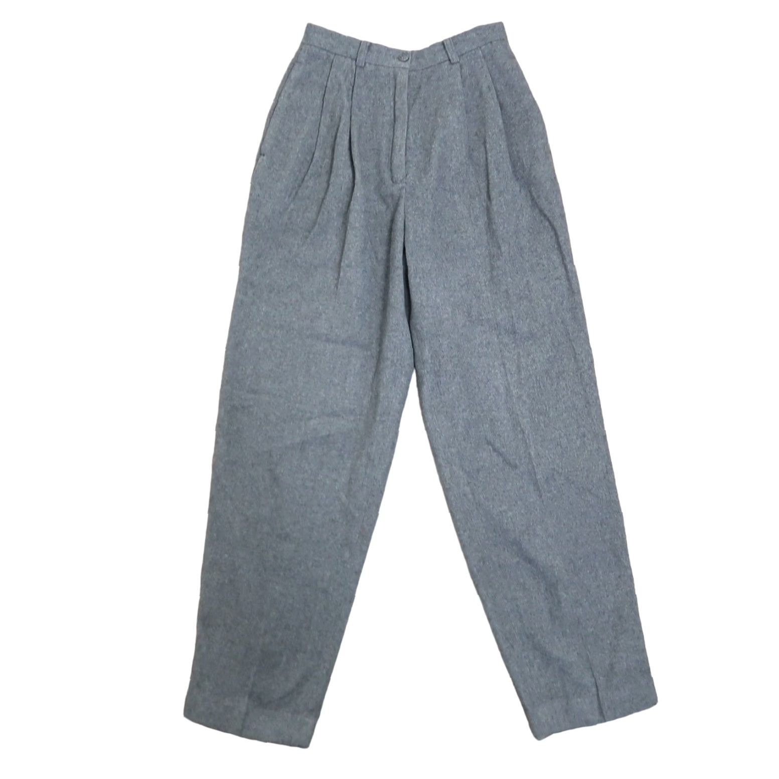 Vintage VINTAGE Basco Collection grey wool blend high rise straight leg pants Women 10 26x30 Wool Polyester 90s 80s Dress Pants Vintage Size 26" / US 2 / IT 38 - 2 Thumbnail
