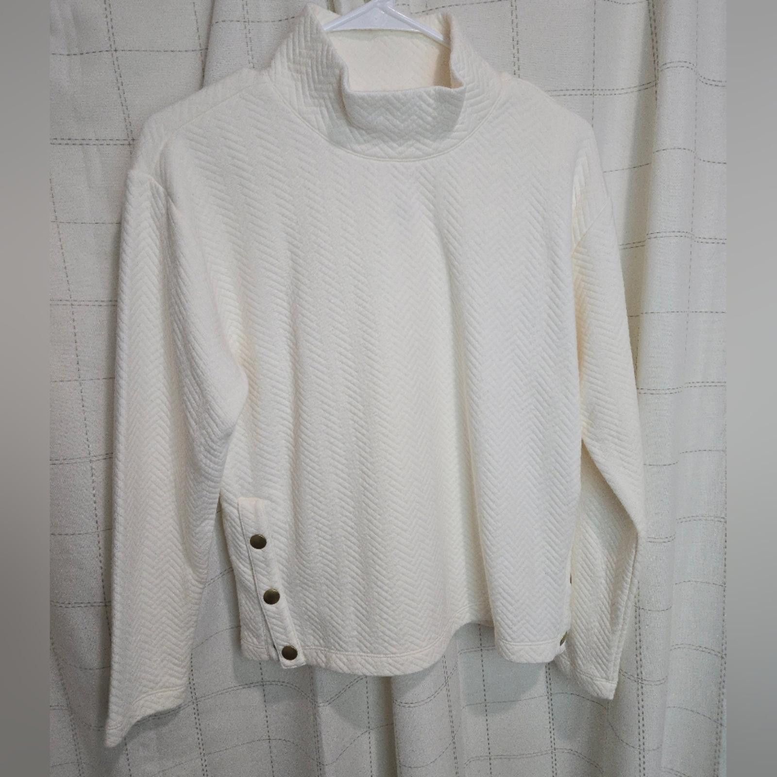 J.Crew Herringbone Mockneck Sweatshirt Size S / US 4 / IT 40 - 3 Thumbnail
