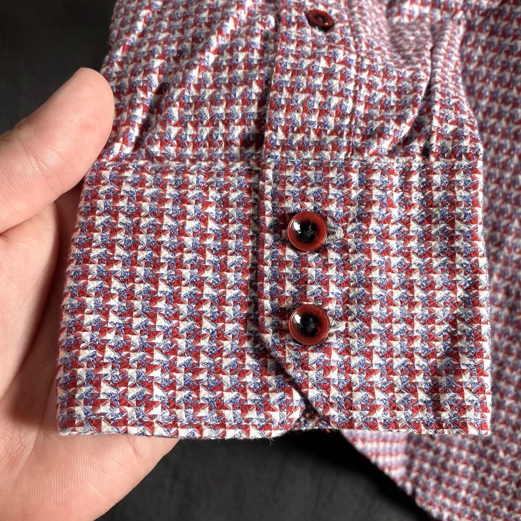 Robert Graham VINTAGE? No. Robert Graham Shirt Mens Large Red Blue Geometric Classic Fit Long Sleeve Cotton Size US L / EU 52-54 / 3 - 3 Thumbnail