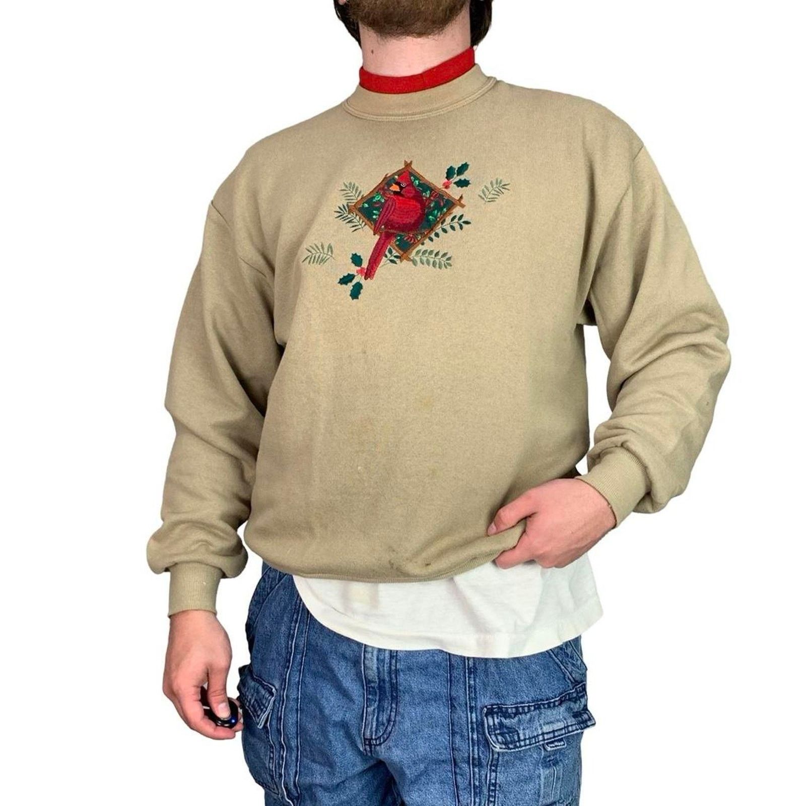 Vintage Vintage 90s Embroidered Cardinal Crewneck Sweatshirt Size L / US 10 / IT 46 - 3 Thumbnail