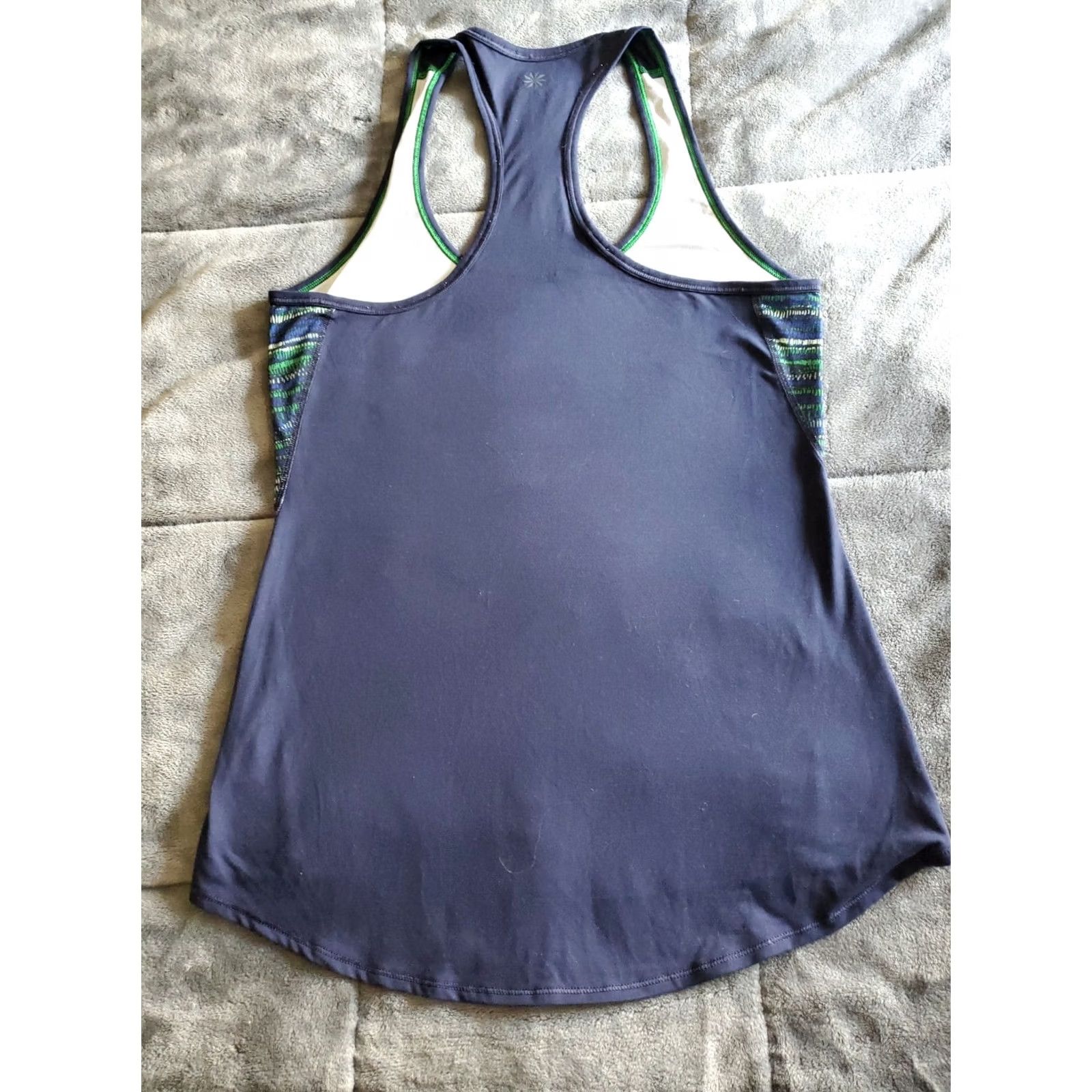 Athleta Athleta Tank Top Women’s S Multicolor Striped Front Solid Back Curved Hem Sleeveless Scoop Neck Pullover Casual Yoga Logo Relaxed Regular Fit Size S / US 4 / IT 40 - 3 Thumbnail