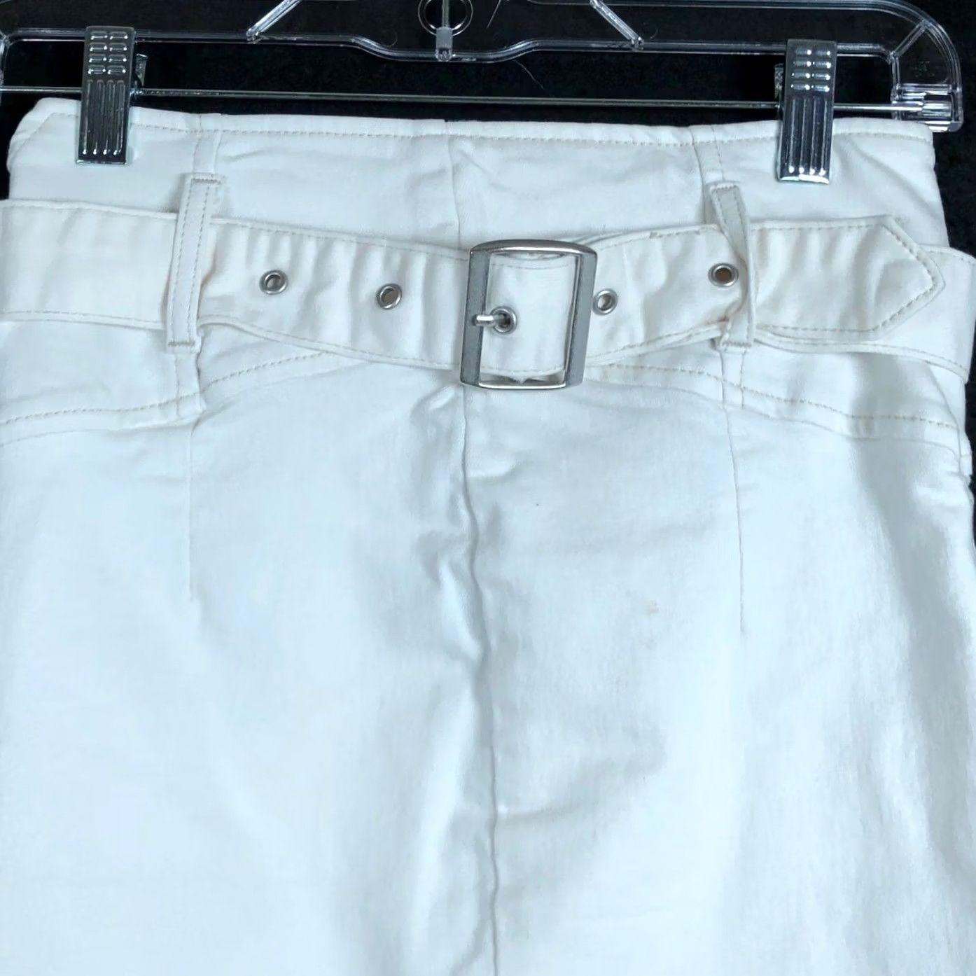Free People Free People Skirt White Belted Jean Midi Stretch 0 Women’s Midi Skirt Preppy Casual, Solid, Cotton Spandex Rayon Polyamide Size 25" / US 0 / IT 36 - 2 Thumbnail
