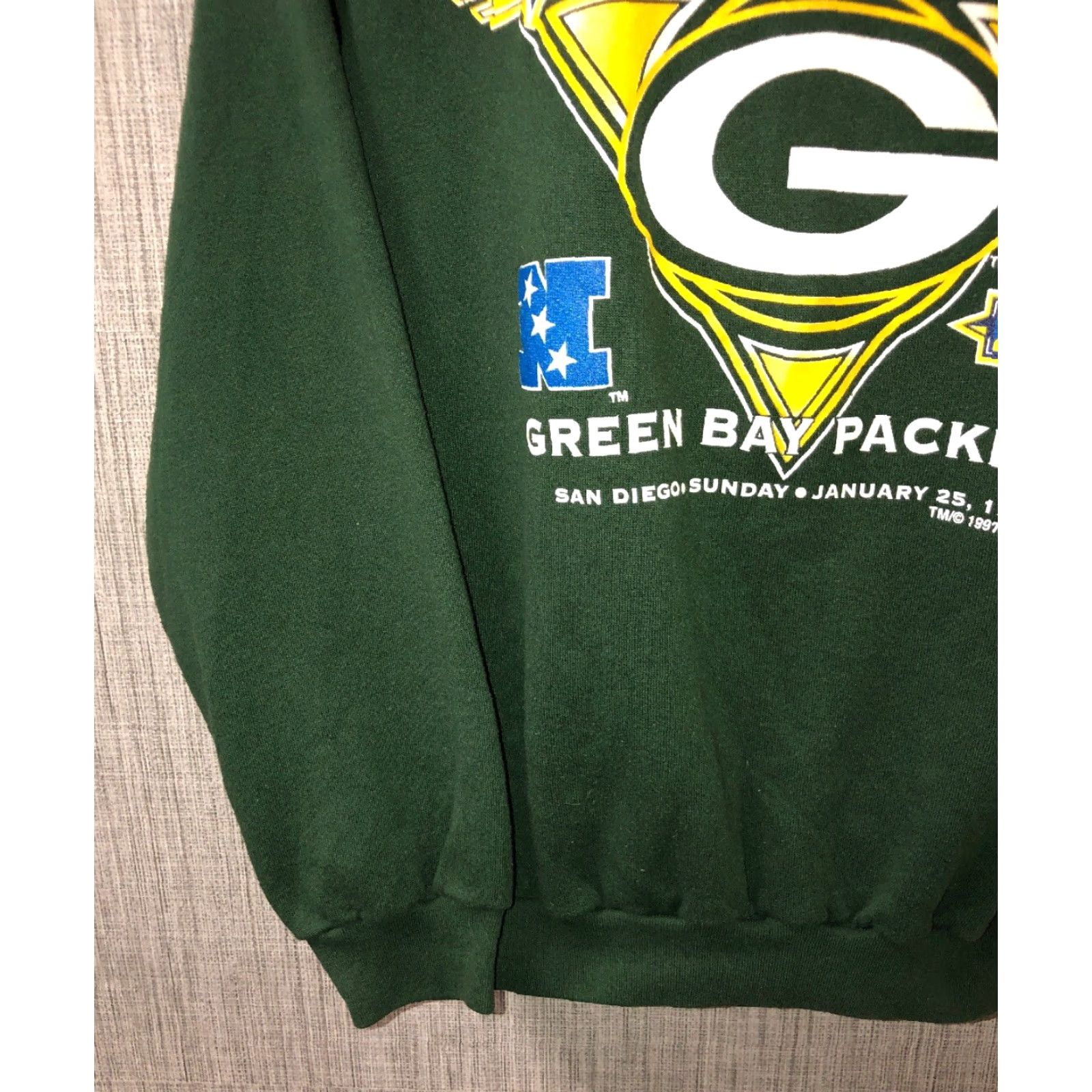 Logo 7 Logo 7 Mens Green Fleece Lined Packers Super Bowl 32 Sweater Size XL Size US XL / EU 56 / 4 - 3 Thumbnail