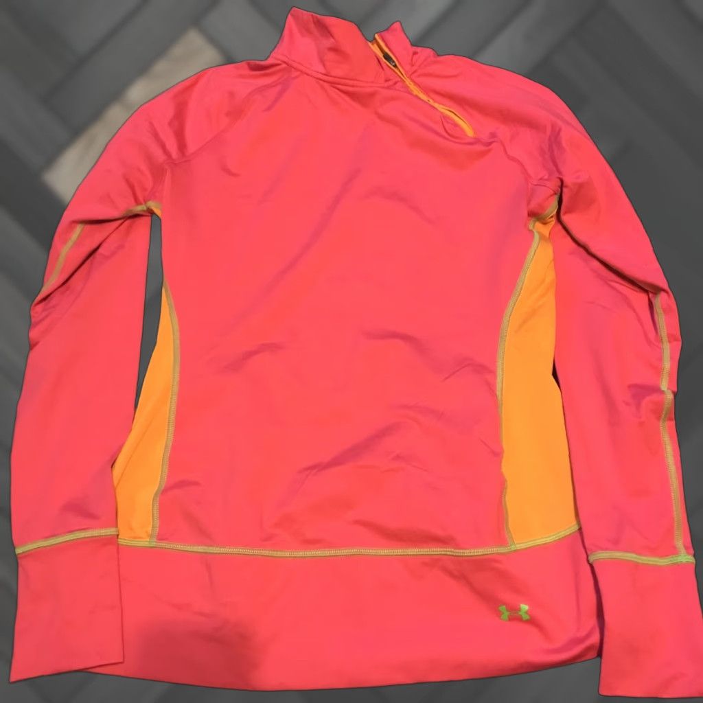 Under Armour Under Armour Compression Women's L 1/4 Zip Pullover Raglan Sleeve Sweatshirt Athletic Fitted Multicolor"} Size L / US 10 / IT 46 - 1 Thumbnail