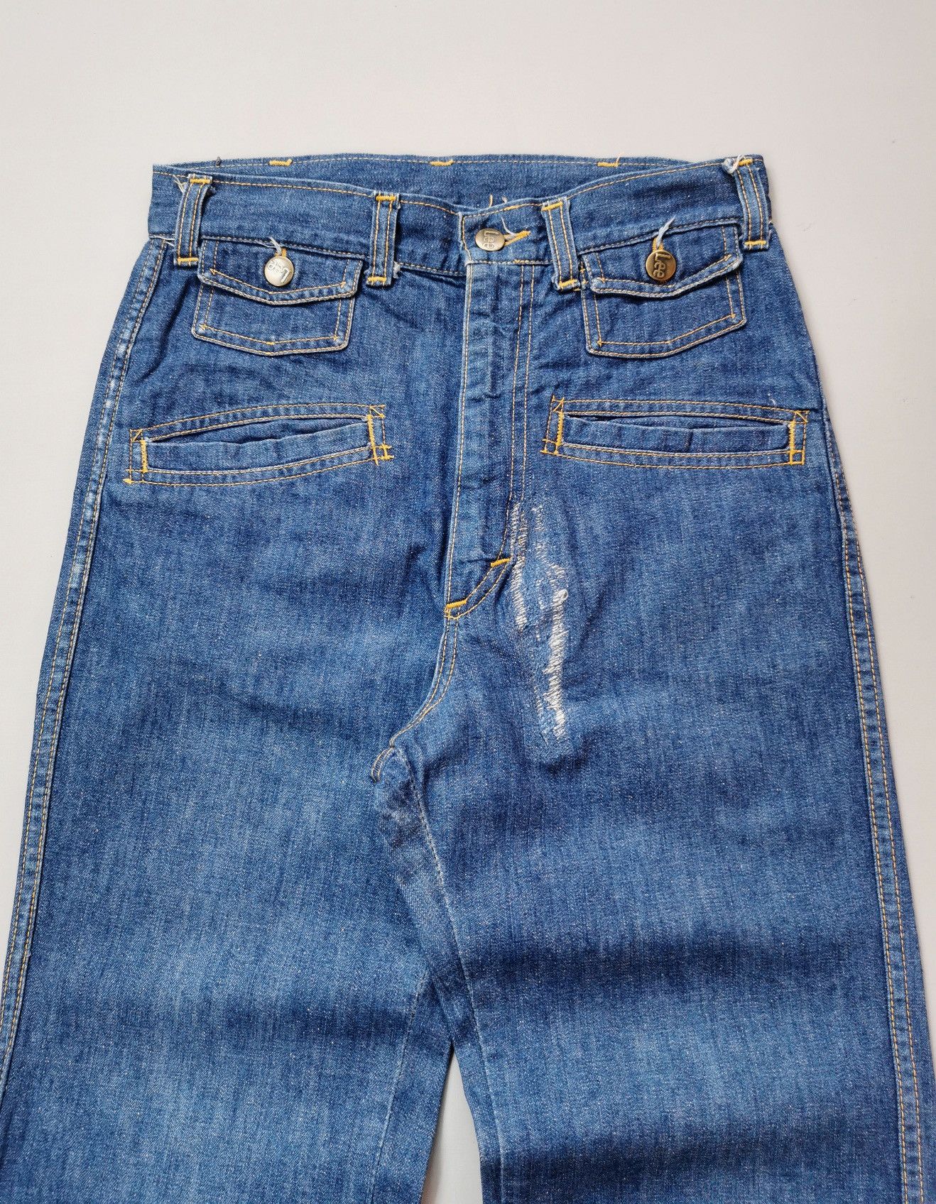 Lee 70s Vintage Lee Bell Bottoms Flared Bootcut Jeans Talon Zip Size US 27 - 3 Thumbnail