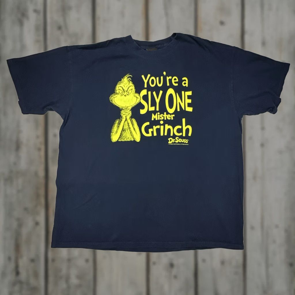 Vintage Dr Seuss Graphic T-Shirt Navy 2XL XL? You're A Sly One Mister Grinch 2008 Y2K Size US XXL / EU 58 / 5 - 1 Thumbnail