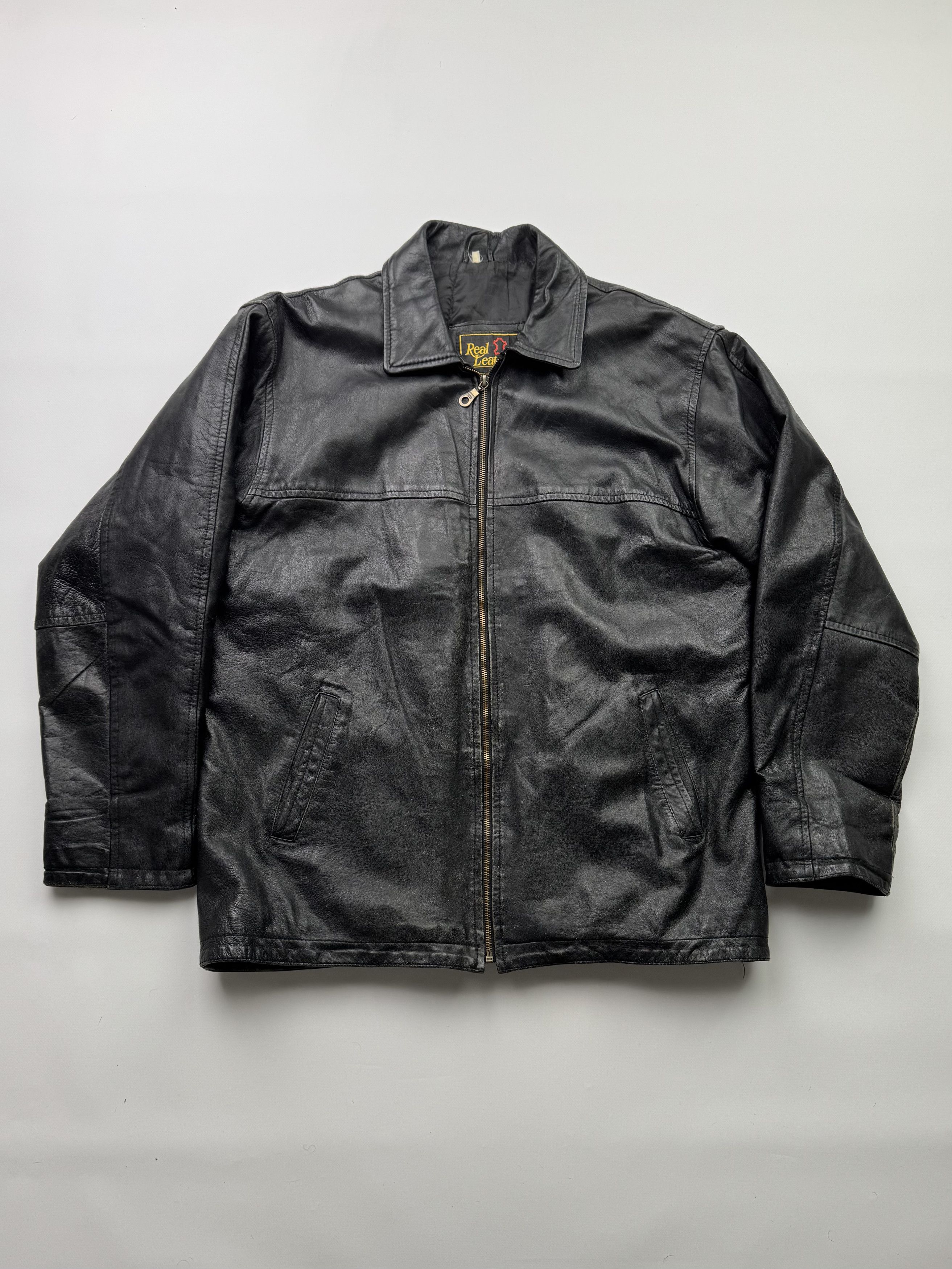 Japanese Brand Vintage Time Faded Leather Bomber Jacket(V36)E2 Size US L / EU 52-54 / 3 - 1 Thumbnail